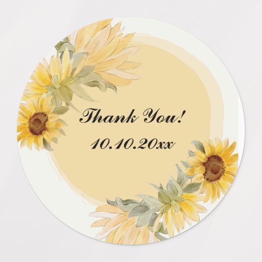 Hartelijk dank voor de zonnebloemlabels labels (Design 1)