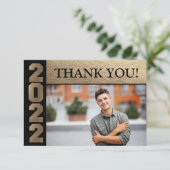 Hartelijk dank voor de zwarte Afstuderen Class 202 Bedankkaart (Staand voorkant)