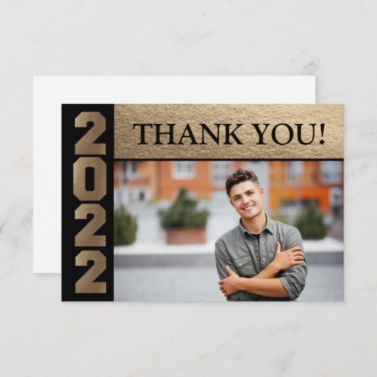 Hartelijk dank voor de zwarte Afstuderen Class 202 Bedankkaart (Voorkant / Achterkant)