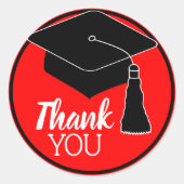 Hartelijk dank voor de zwarte en rode schoolkleure ronde sticker (Voorkant)