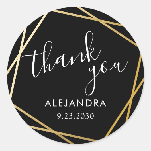 Hartelijk dank voor de zwarte goudgeometrische mod ronde sticker (Voorkant)