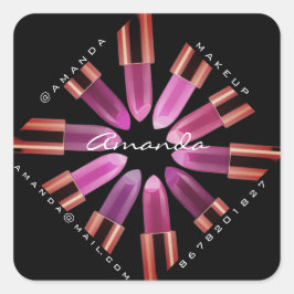 Hartelijk dank voor de zwarte lipstick van het Log Vierkante Sticker