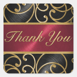 Hartelijk dank voor de zwarte rode goudmakreel vierkante sticker