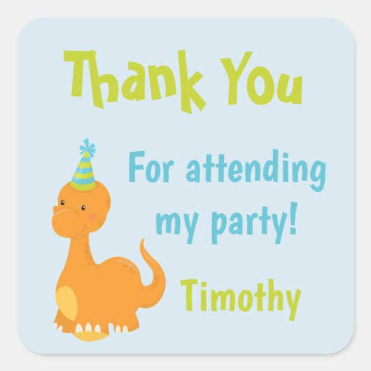 Hartelijk dank voor Dinosaur Party Favors Vierkante Sticker (Voorkant)