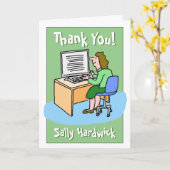 Hartelijk dank voor een Vrouw Office Worker Kaart (Gele Bloem)