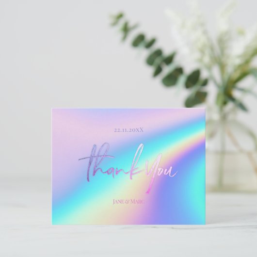 Hartelijk dank voor Faux Folie Holographic Briefka Briefkaart (Staand voorkant)