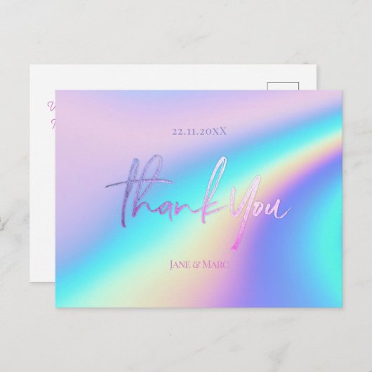 Hartelijk dank voor Faux Folie Holographic Briefka Briefkaart (Voorkant / Achterkant)