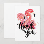 Hartelijk dank voor Flamingos Waterverf Flat Kaart (Voorkant / Achterkant)