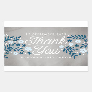 Hartelijk dank voor Folk Floral Blue Baby shower F Rechthoekige Sticker