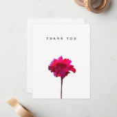 Hartelijk dank voor Fuchsia Hand Ontworpen Floral Notitiekaartje (Voorkant / Achterkant in situ)