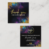 Hartelijk dank voor Glitter Galaxy Black Square Bu Vierkante Visitekaartje (Voorkant / Achterkant)