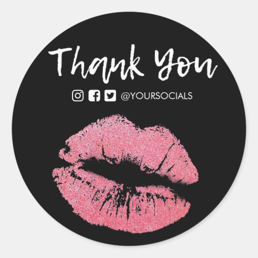 Hartelijk dank voor Glitter Kiss Media Insert Ronde Sticker (Voorkant)