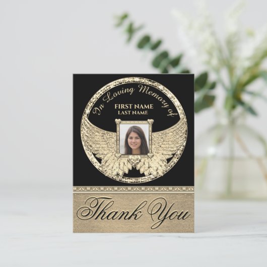 Hartelijk dank voor Gold Angel Wings Briefkaart (Staand voorkant)