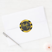 Hartelijk dank voor Gold Black Striped Glitter Ronde Sticker (Envelop)
