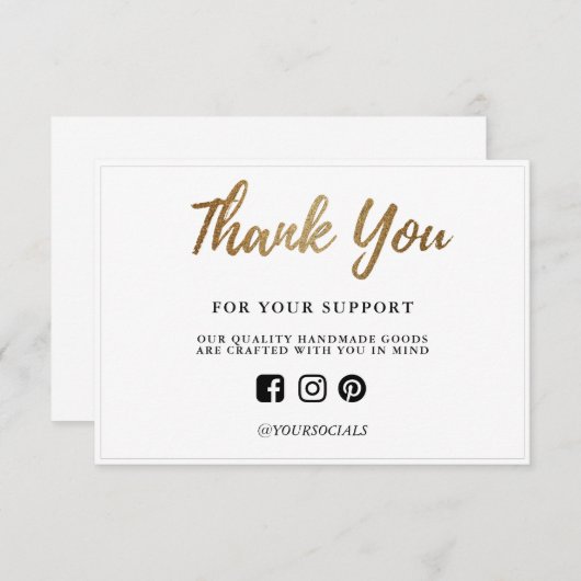 Hartelijk dank voor Gold Glitter Custom Media Inse (Voorkant / Achterkant)