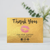 Hartelijk dank voor Gold Glitter Lips Media Insert (Staand voorkant)