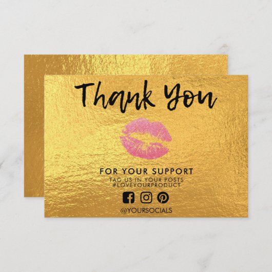 Hartelijk dank voor Gold Glitter Lips Media Insert (Voorkant / Achterkant)
