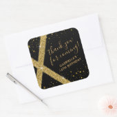 Hartelijk dank voor Gold Glitter Modern Favor Vierkante Sticker (Envelop)