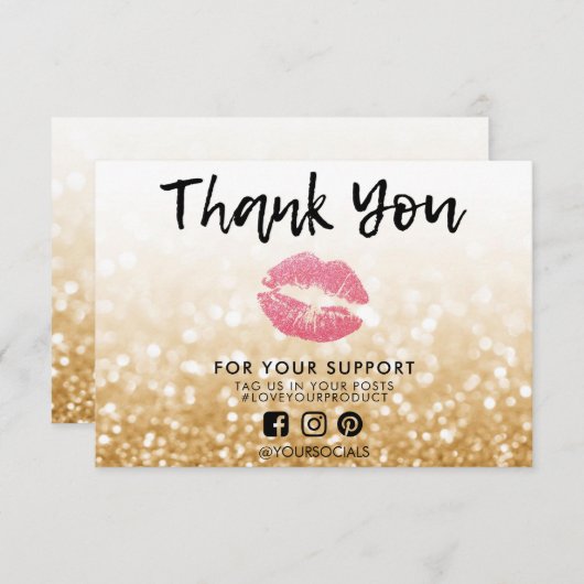 Hartelijk dank voor Gold Glitter Pink Lips Media I (Voorkant / Achterkant)