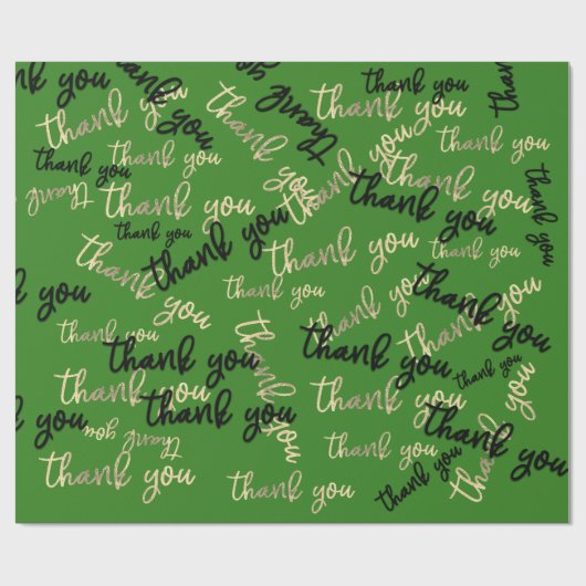 Hartelijk dank voor Gold Script Black Green Caligr Cadeaupapier (Vlak)