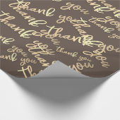Hartelijk dank voor Gold Script Brown Ivory Caligr Cadeaupapier (Hoek)