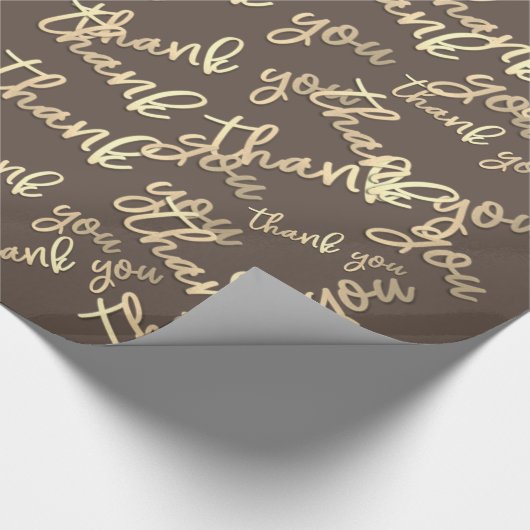 Hartelijk dank voor Gold Script Brown Ivory Caligr Cadeaupapier (Hoek)