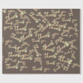 Hartelijk dank voor Gold Script Brown Ivory Caligr Cadeaupapier (Vlak)