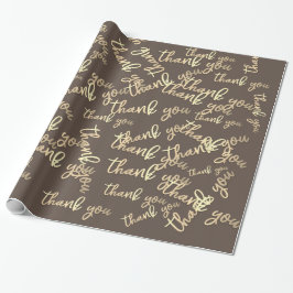Hartelijk dank voor Gold Script Brown Ivory Caligr Cadeaupapier