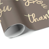 Hartelijk dank voor Gold Script Brown Ivory Caligr Cadeaupapier (Rol Hoek)