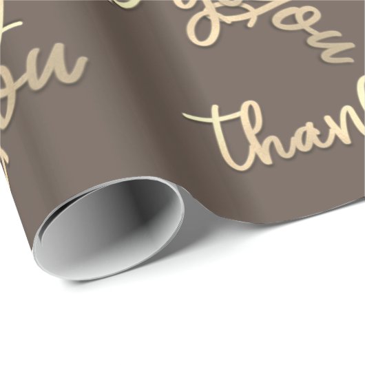 Hartelijk dank voor Gold Script Brown Ivory Caligr Cadeaupapier (Rol Hoek)