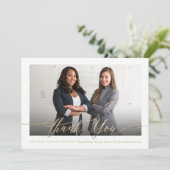 Hartelijk dank voor Gold Script Foto Stijlvol Chic Feestdagenkaart (Staand voorkant)