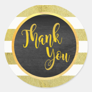 Hartelijk dank voor Gold Striped Glitter Ronde Sticker