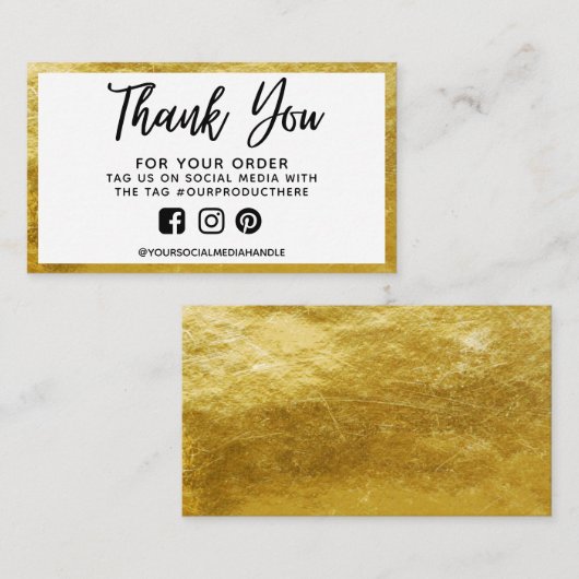 Hartelijk dank voor Gold Trendy Salon Visitekaartje (Voorkant / Achterkant)