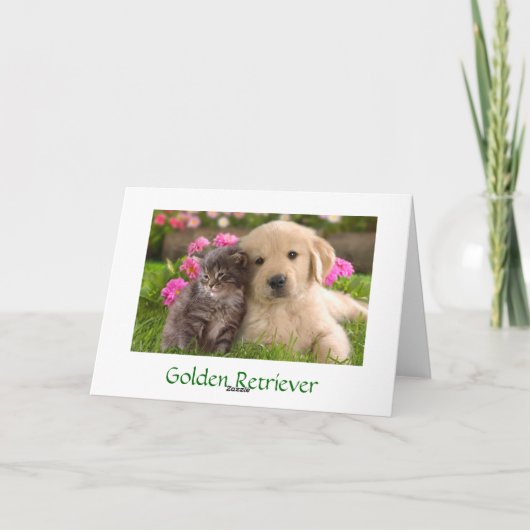 Hartelijk dank voor Golden Retriever Puppy & Kitte Bedankkaart (Achterkant)