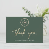 Hartelijk dank voor Golden Script Logo Script Gree Kaart (Staand voorkant)