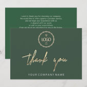 Hartelijk dank voor Golden Script Logo Script Gree Kaart (Voorkant / Achterkant)