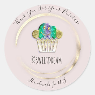 Hartelijk dank voor Goud Sweet Muffin Food Winkelr Ronde Sticker
