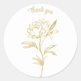 Hartelijk dank voor gouden inktlijntekenbloem roos ronde sticker
