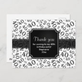 Hartelijk dank voor het 40e zwarte/witte verjaarda briefkaart (Voorkant / Achterkant)