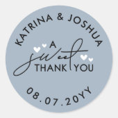 Hartelijk dank voor het ash Blue Hearts Weddenscha Ronde Sticker (Voorkant)