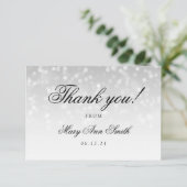 Hartelijk dank voor het Baby shower Silver Bokeh S Bedankkaart (Staand voorkant)