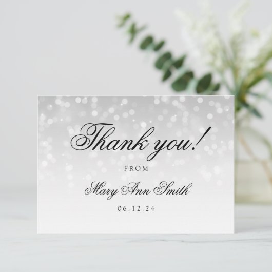 Hartelijk dank voor het Baby shower Silver Bokeh S Bedankkaart (Staand voorkant)