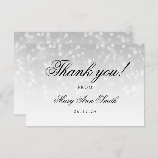 Hartelijk dank voor het Baby shower Silver Bokeh S Bedankkaart (Voorkant / Achterkant)