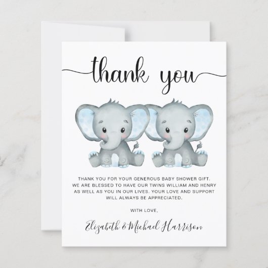 Hartelijk dank voor het Baby shower van de Elephan (Voorkant)