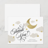 Hartelijk dank voor het Baby shower van Moon Stars Bedankkaart (Voorkant / Achterkant)