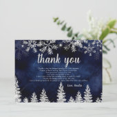 Hartelijk dank voor het baby shower Winter Silver  Bedankkaart (Staand voorkant)