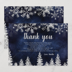 Hartelijk dank voor het baby shower Winter Silver  Bedankkaart