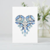 Hartelijk dank voor het blauw zilveren diamanthart bedankkaart (Staand voorkant)