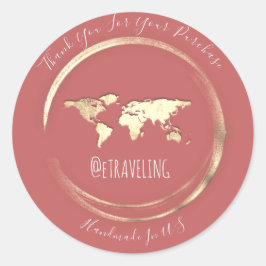 Hartelijk dank voor het Blush Gold Wereldkaart Tra Ronde Sticker