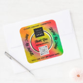 Hartelijk dank voor het Business QR Code Logo Holo Vierkante Sticker (Envelop)